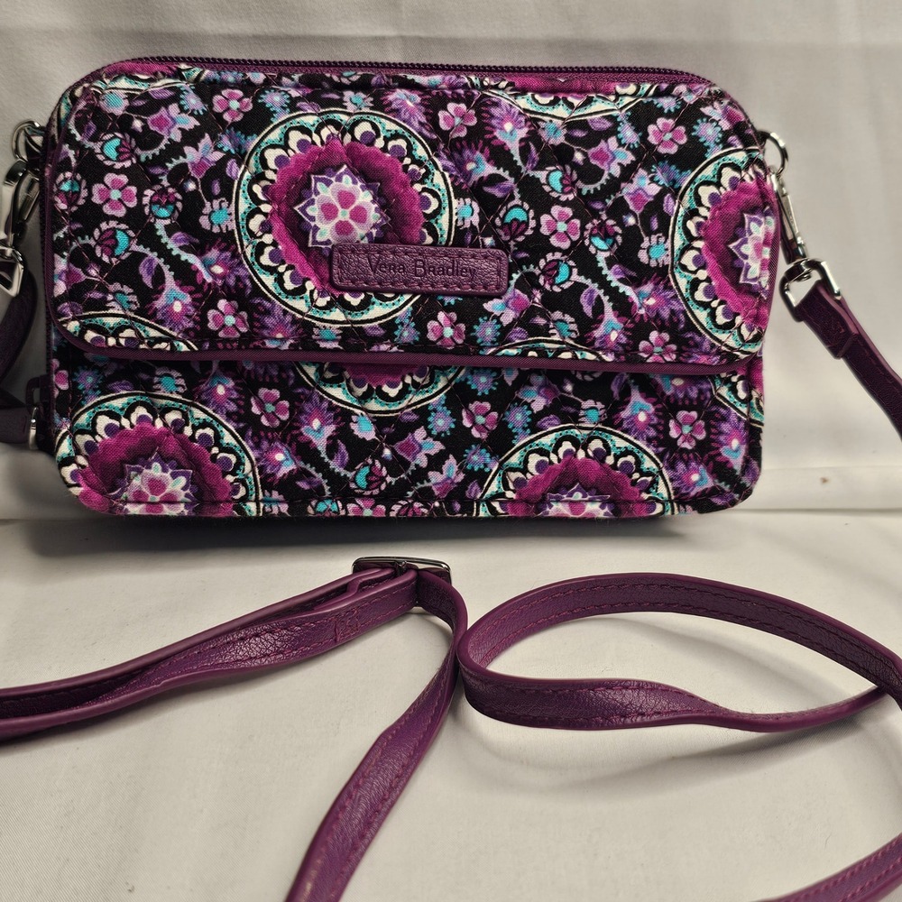 Vera Bradley RFID Little Crossbody Lilac Medallion Purple Wallet Purse
